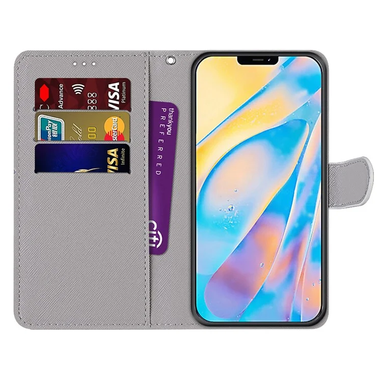 New Patterned Leather Stand Phone Cover Shell for iPhone 12/12 Pro - Lime
