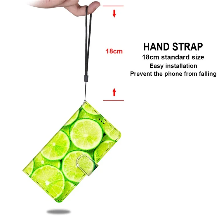 New Patterned Leather Stand Phone Cover Shell for iPhone 12/12 Pro - Lime