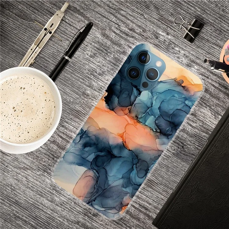 Para iPhone 12/12 Pro Clear TPU Marble Pattern Printing Protector Cover - Estilo P