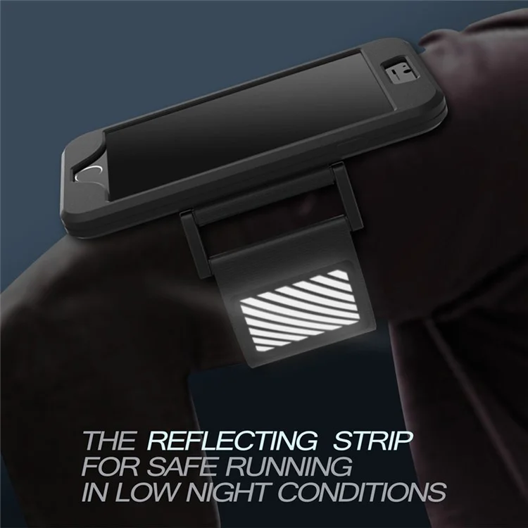 Silicone Cover Sports Armband for iPhone 6s Plus/6 Plus with Light Reflection Stripe - Black