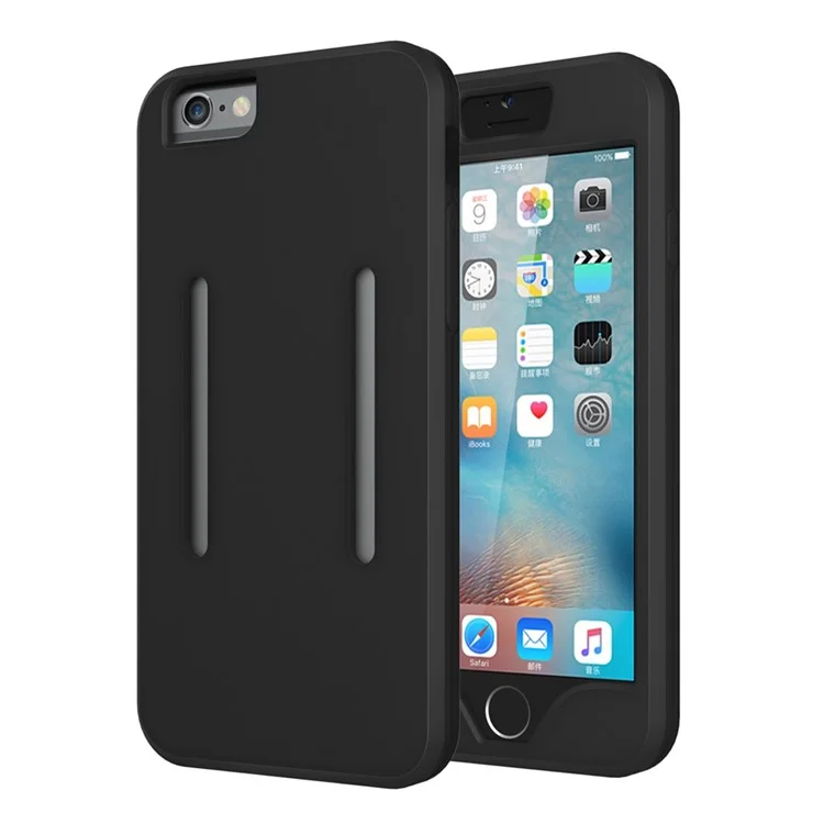 Silicone Cover Sports Armband for iPhone 6s Plus/6 Plus with Light Reflection Stripe - Black