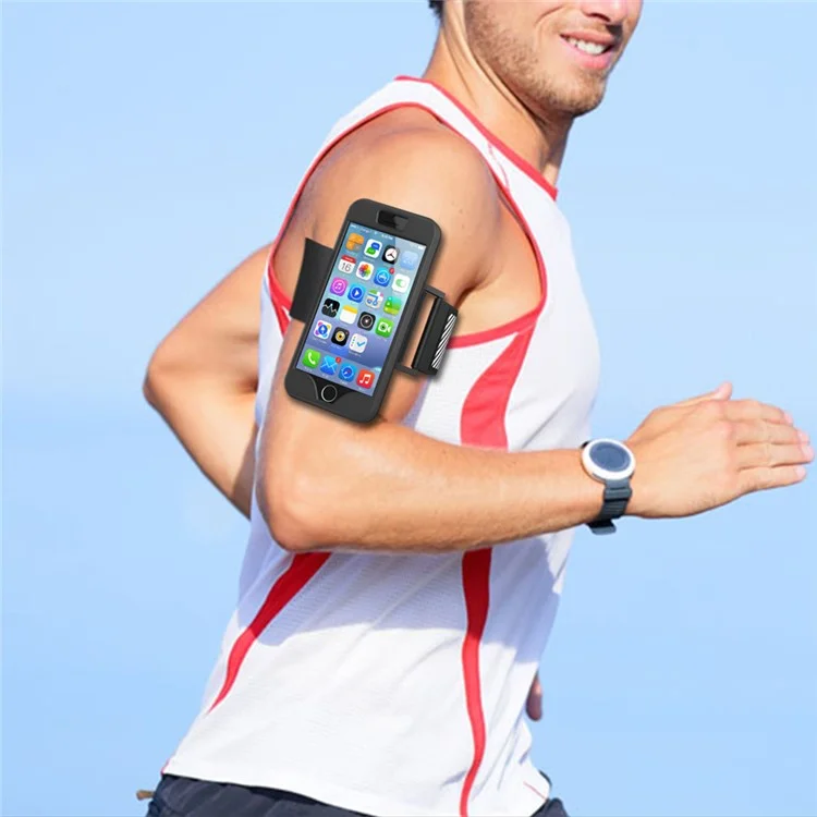 Silicone Cover Sports Armband for iPhone 6s Plus/6 Plus with Light Reflection Stripe - Black
