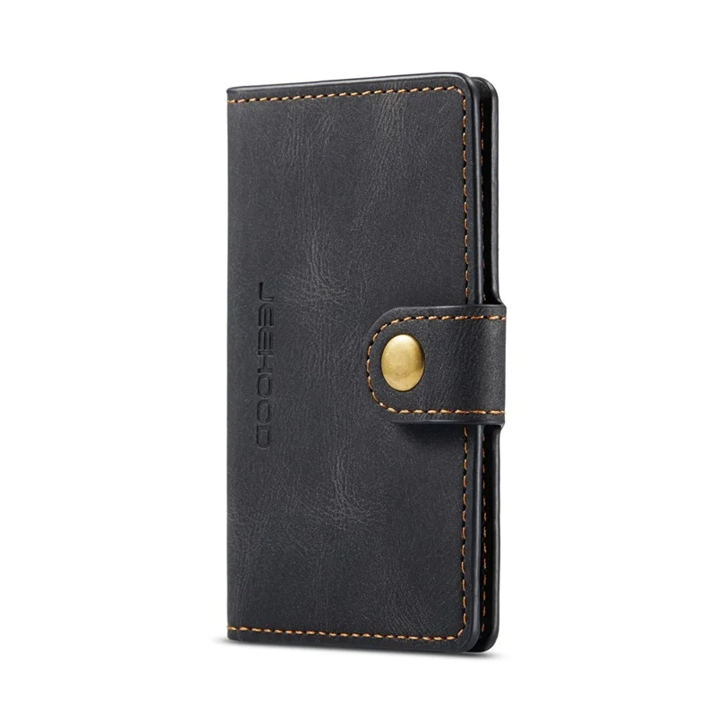 JEEHOOD Detachable Magnetic Wallet Leather Coated TPU Case for iPhone 12 Pro / 12 - Black