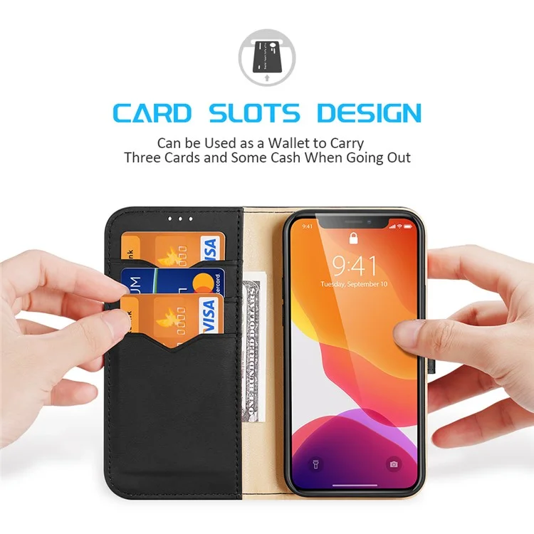 DUX DUCIS Hivo Genuine Leather Phone Cover Flip Shell for iPhone 11 Pro Max - Black
