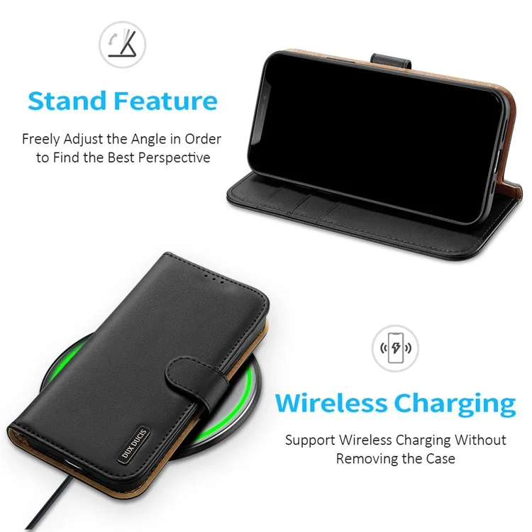 DUX DUCIS Hivo Genuine Leather Phone Cover Flip Shell for iPhone 11 Pro Max - Black