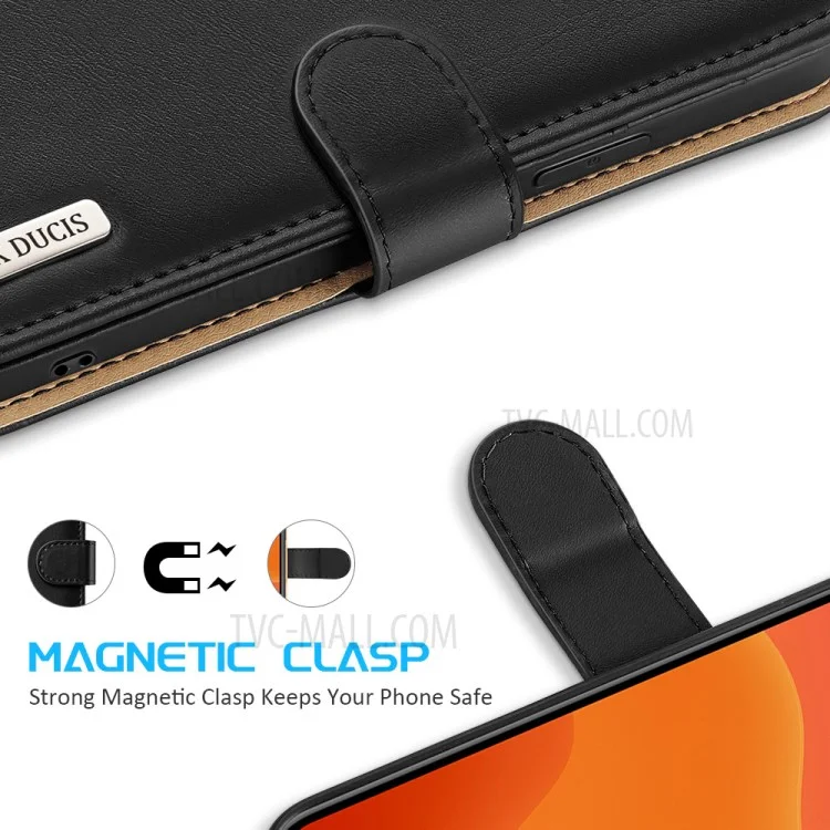 DUX DUCIS Hivo Series Split Leather Phone Wallet Stand Cover Flip Case for iPhone 11 Pro - Black