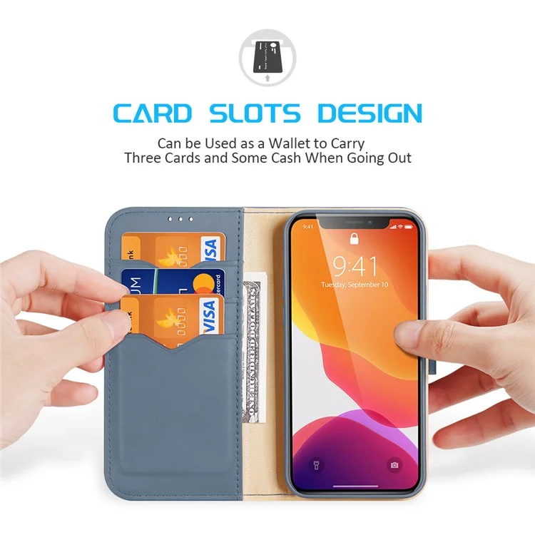 DUX DUCIS Hivo Series Split Leather Phone Wallet Stand Cover Flip Case für iPhone 11 Pro - Blau