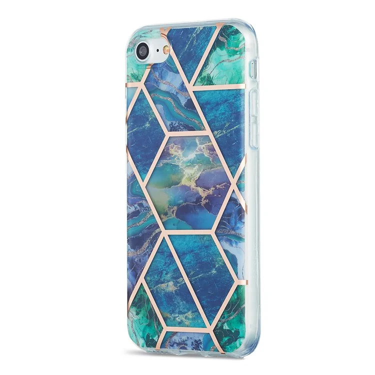 Marble Pattern Electroplating IMD 2.0mm TPU Phone Cover for iPhone SE (2020)/SE (2022)/iPhone 8/7 4.7 inch - Green/Blue/Purple