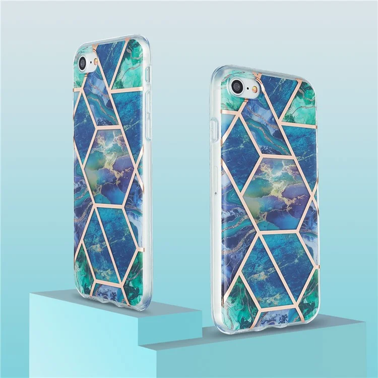 Marble Pattern Electroplating IMD 2.0mm TPU Phone Cover for iPhone SE (2020)/SE (2022)/iPhone 8/7 4.7 inch - Green/Blue/Purple
