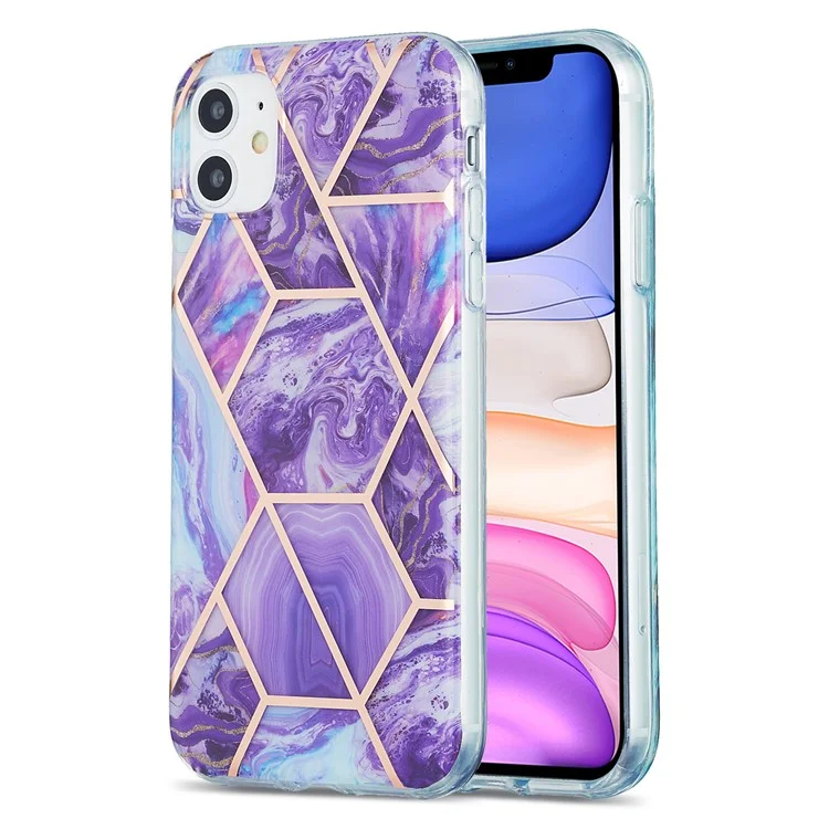 Marble Pattern Electroplating IML IMD 2.0mm TPU Phone Cover for iPhone 11 6.1 inch - Purple