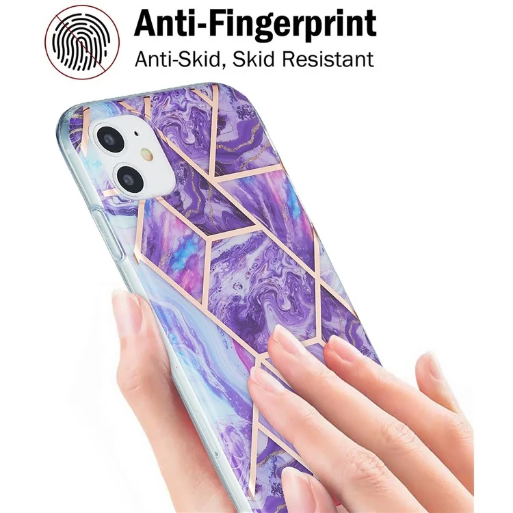 Marble Pattern Electroplating IML IMD 2.0mm TPU Phone Cover for iPhone 11 6.1 inch - Purple