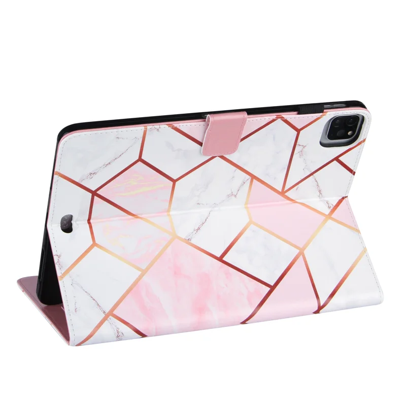 Shockproof Electroplating Marble Pattern Protective Tablet Case for iPad Pro 11-inch (2020) / (2021) / (2022) / Air (2020) / Air (2022) - Pink / White