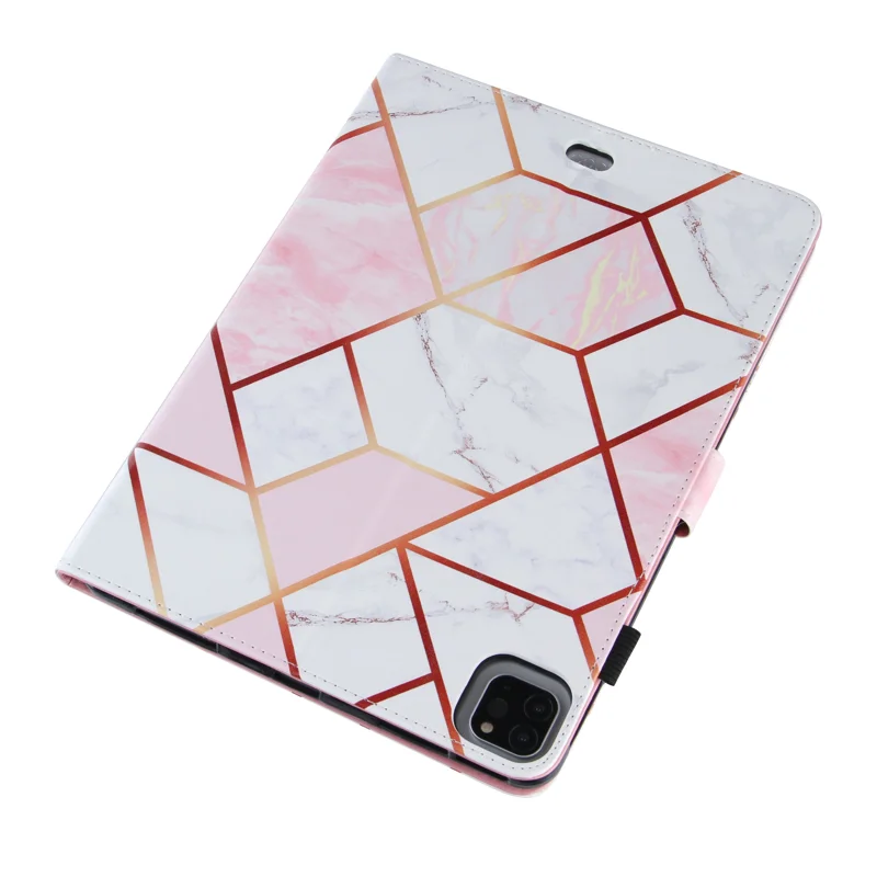 Shockproof Electroplating Marble Pattern Protective Tablet Case for iPad Pro 11-inch (2020) / (2021) / (2022) / Air (2020) / Air (2022) - Pink / White