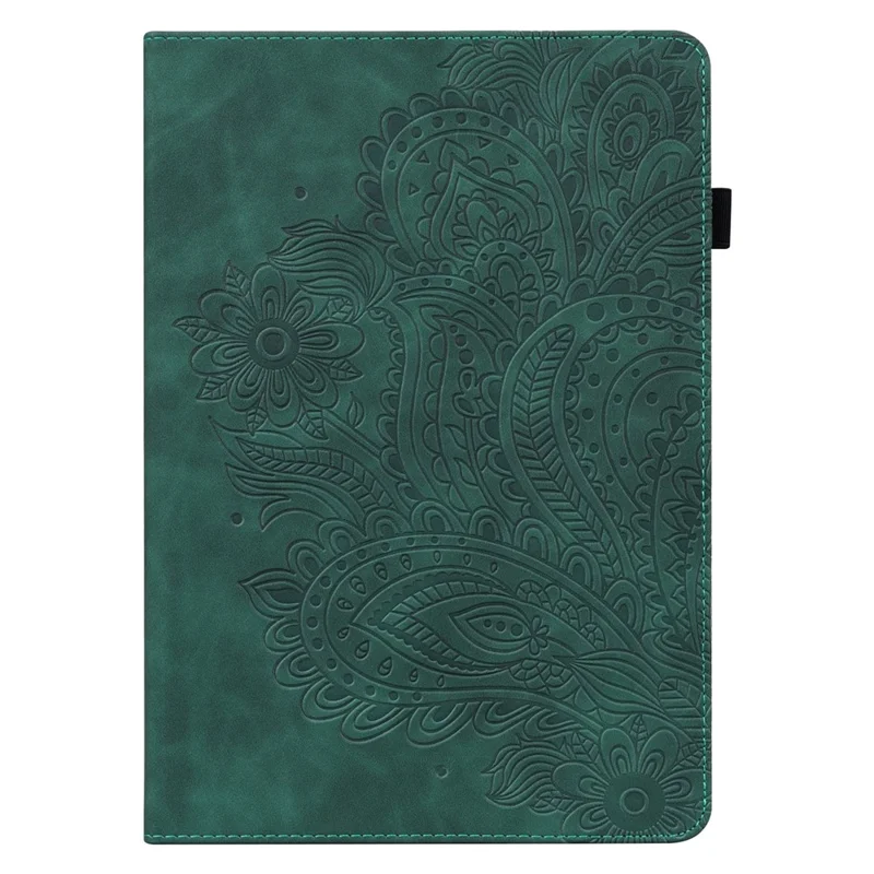 Imprinted Flower Pattern Leather Wallet Stand Tablet Case Shell for iPad 10.2 (2021)/(2020)/(2019) - Green