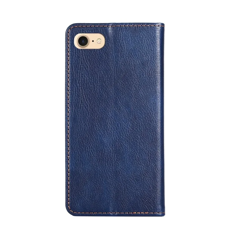 Solid Color Auto-Magnetic Leather Phone Case for iPhone 7/8/SE (2020)/SE (2022) - Blue