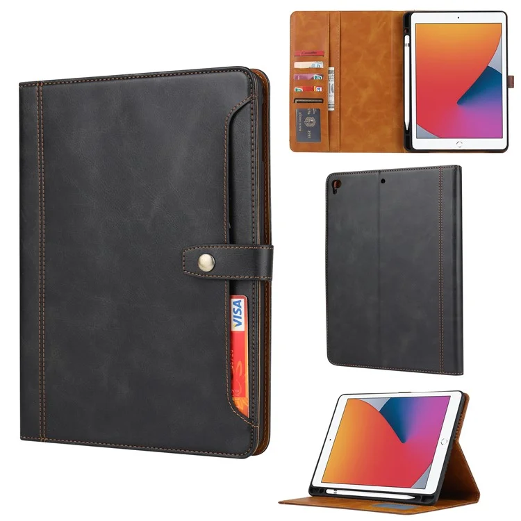 PU Leather Wallet Tablet Case with Pen Slot for iPad Air (2013)/Air 2/9.7-inch (2017)/9.7-inch (2018) - Black