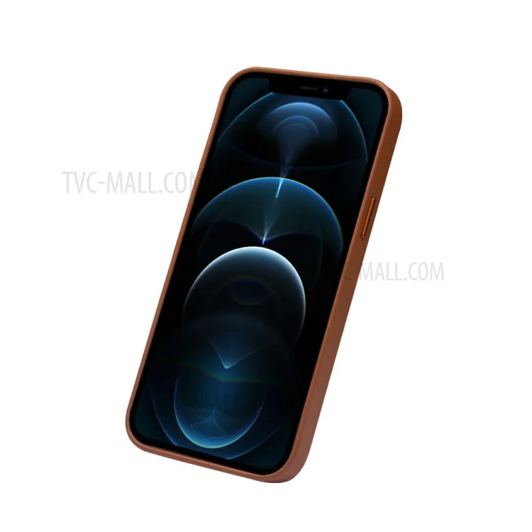 Qialino Para Iphone 12 Pro Máximo de 6,7 Polegadas Camada Superior de Couro de Couro de Couro de Couro Magnético, Suportar Carregamento Sem Fio - Café