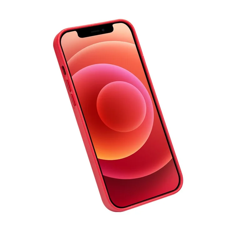 Чехол QIALINO для iPhone 12 6.1 дюйма / 12 Pro 6.1 дюйма, совместимый с зарядкой MagSafe, кожаный чехол из натуральной коровьей кожи - красный