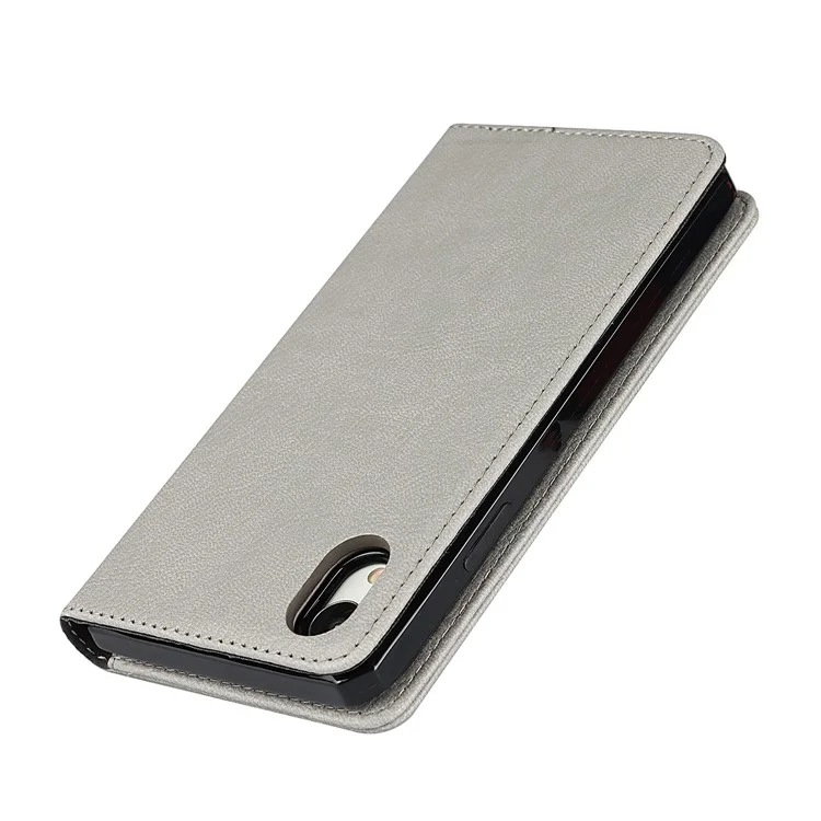 Custodia in vera pelle Litchi TPU Stand per iPhone XR 6.1 pollici Staccabile 2 in 1 - Grigio