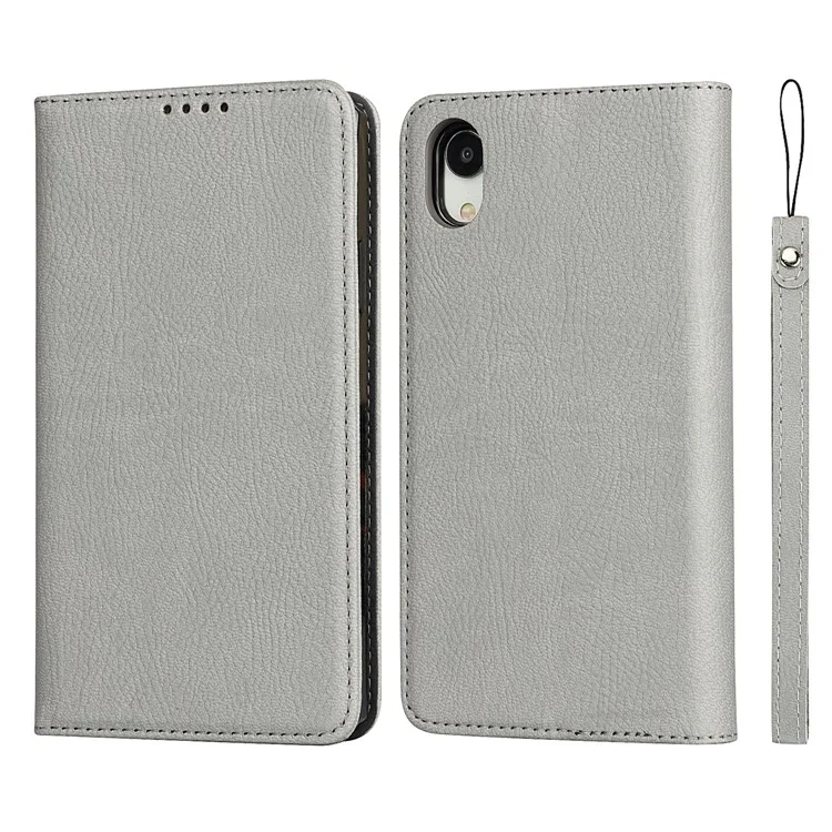 Custodia in vera pelle Litchi TPU Stand per iPhone XR 6.1 pollici Staccabile 2 in 1 - Grigio