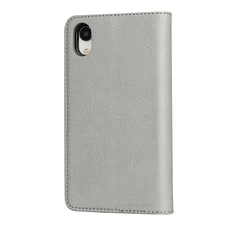 Custodia in vera pelle Litchi TPU Stand per iPhone XR 6.1 pollici Staccabile 2 in 1 - Grigio