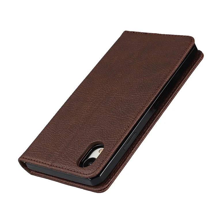 Litchi Skin Authentine Cuir Tpu Stand Shell Pour Iphone XR 6,1 Pouces Détachable 2 Dans 1 Cas - Brun
