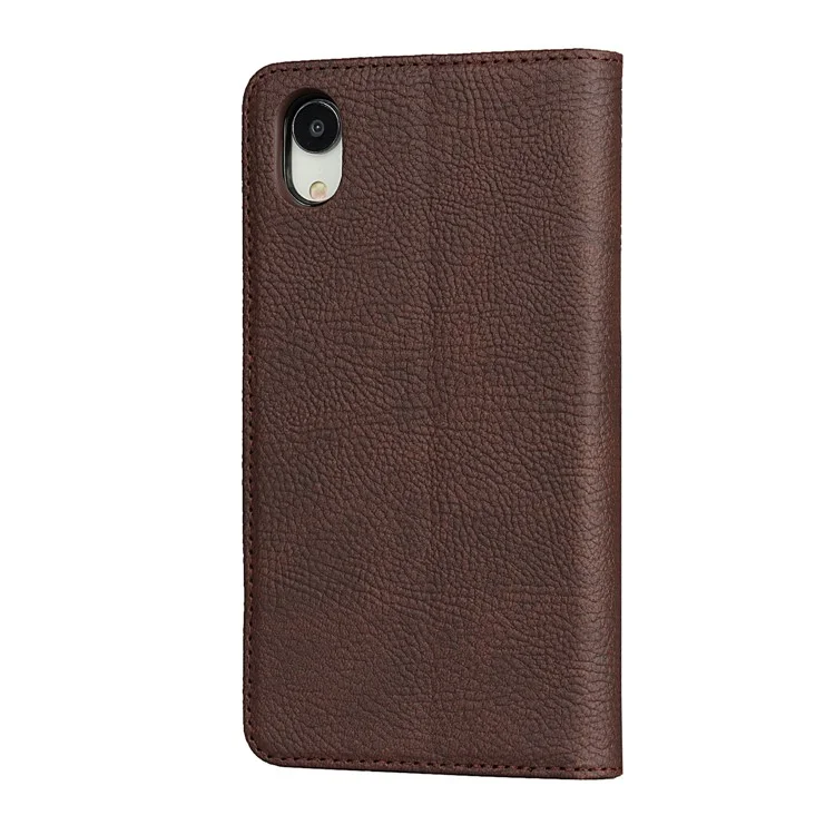 Litchi Skin Authentine Cuir Tpu Stand Shell Pour Iphone XR 6,1 Pouces Détachable 2 Dans 1 Cas - Brun