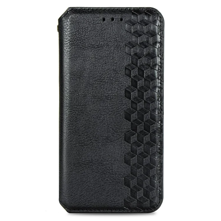 Fashion Auto-absorbed Rhombus Texture PU Leather Wallet Stand Cover für iPhone 7/8/SE (2020)/SE (2022) - Schwarz