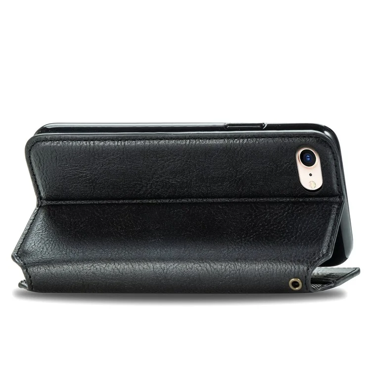 Fashion Auto-absorbed Rhombus Texture PU Leather Wallet Stand Cover für iPhone 7/8/SE (2020)/SE (2022) - Schwarz