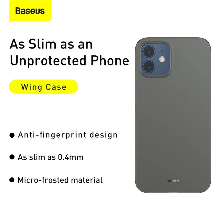 BASEUS Wing Series Matte PP Ultra-thin Phone Shell for iPhone 12 mini - Black