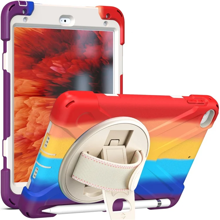 Cubierta de Tableta de Diseño de Ranura Para Lápiz Con Ratero Rotativo Para Ipad Mini 4/(2019) 7.9 Pulgadas - Colorido/rojo