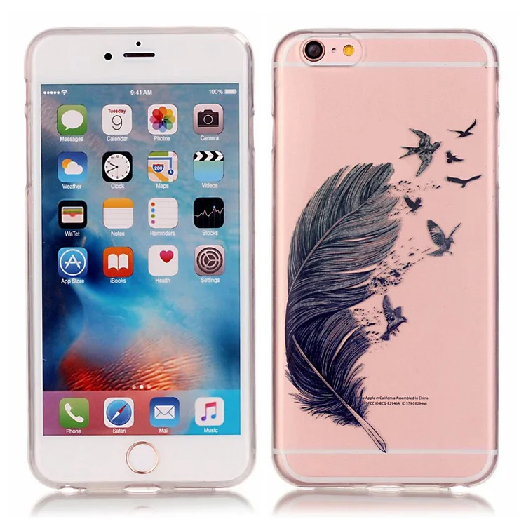 High Transparency IMD TPU Phone Cover for iPhone 6s 6 - Feather and Birds