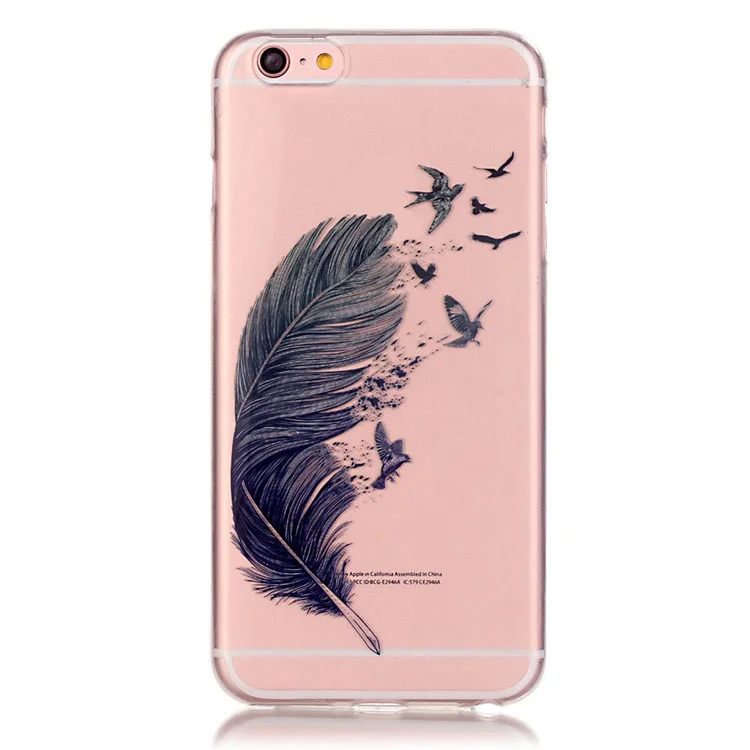 High Transparency IMD TPU Phone Cover for iPhone 6s 6 - Feather and Birds