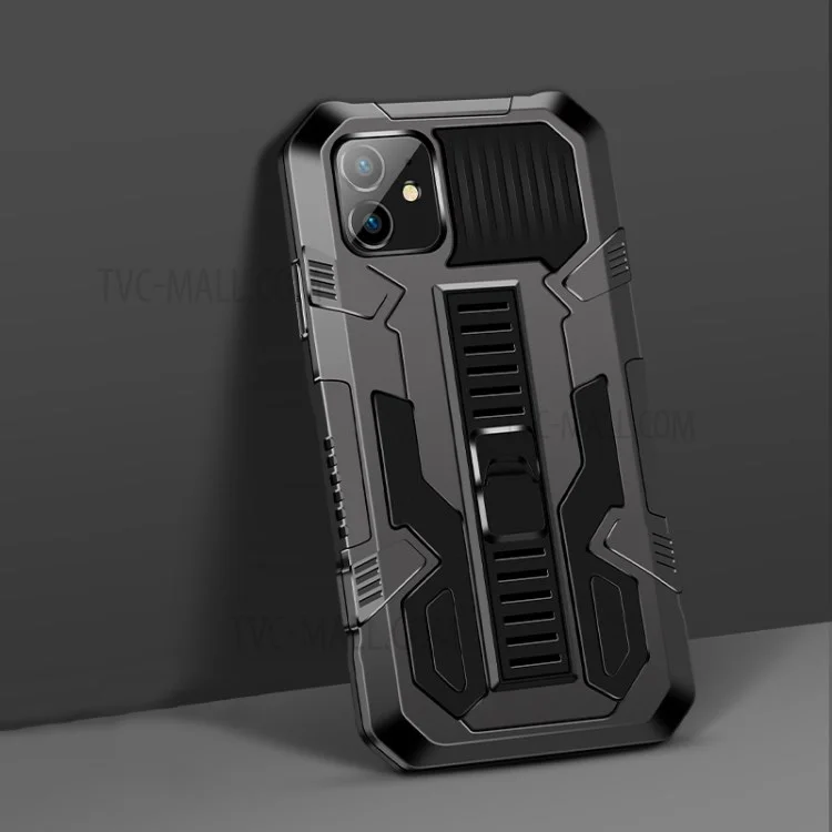 Vanguard Four Corner Airbag Anti-Drop PC + TPU Hybrid Mobile Case with Hidden Kickstand for iPhone 12 mini - Black