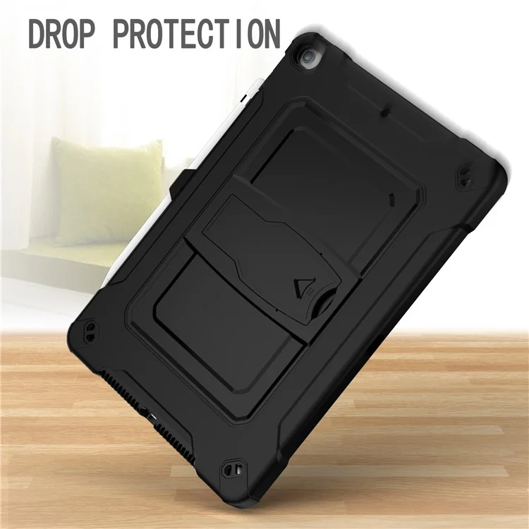 proteção completa pc + silicone tablet capa com kickstand para ipad 10.2 (2020)/ipad air 10,5 polegadas (2019)/ipad 10.2 (2019) - preto