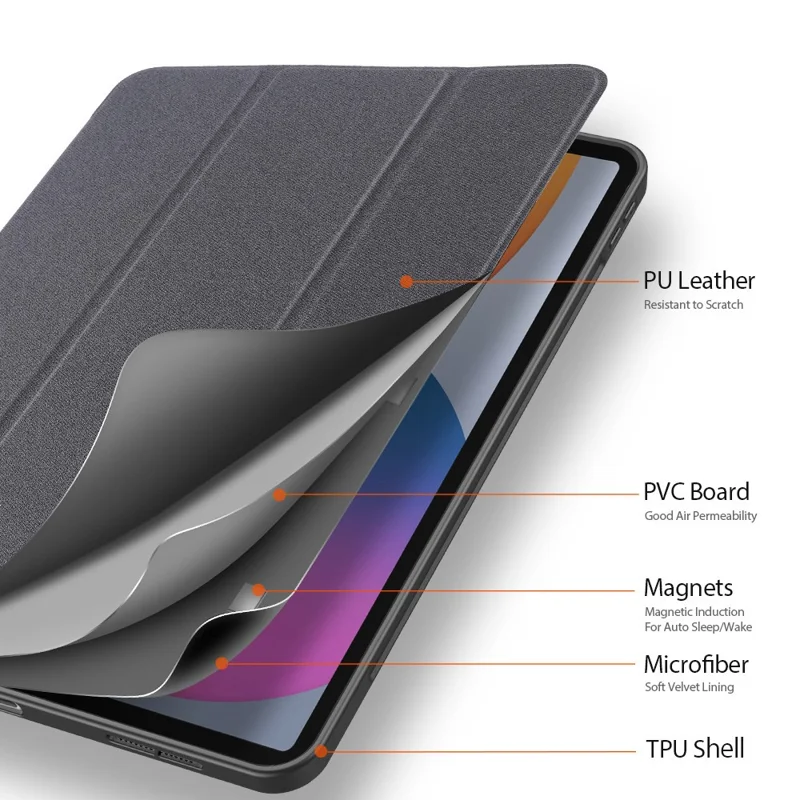 Étui de protection pour tablette DUX DUCIS Tri-fold Stand Design Business Style avec fente pour stylo pour iPad Pro 11 pouces (2022) / (2021) / (2020) - Noir