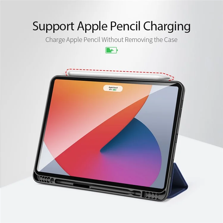 Étui DUX DUCIS Série Domo en Cuir pour iPad Pro 12,9 pouces (2022) / (2021) / (2020) Support Tri-Pliant - Bleu