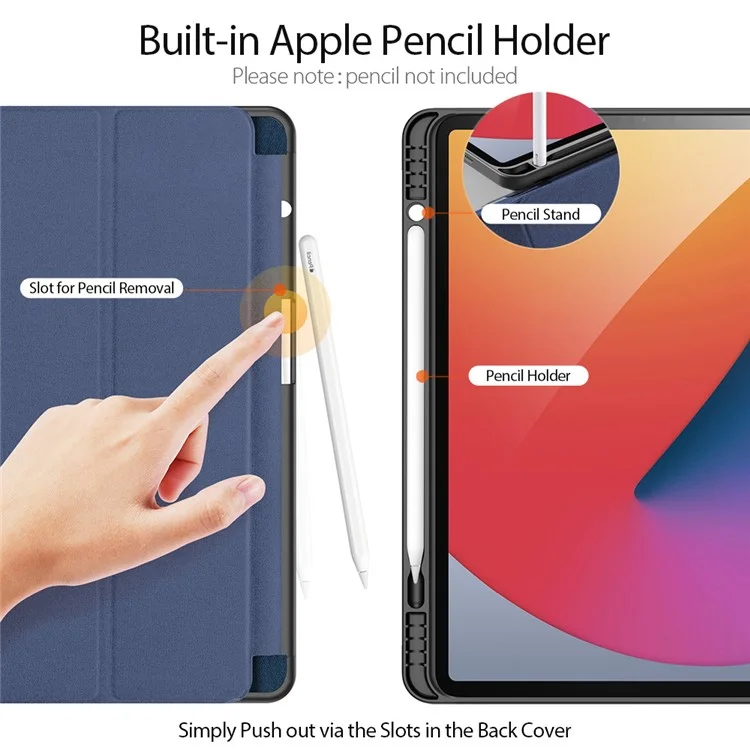 DUX Ducis Tri-Fold-Stand-Geschäfts-Design-Tabletten-Schutzhülle Mit Stift-Slot / Stift-Stand Hold Für IPad Pro 12,9-Zoll (2021) - Blau