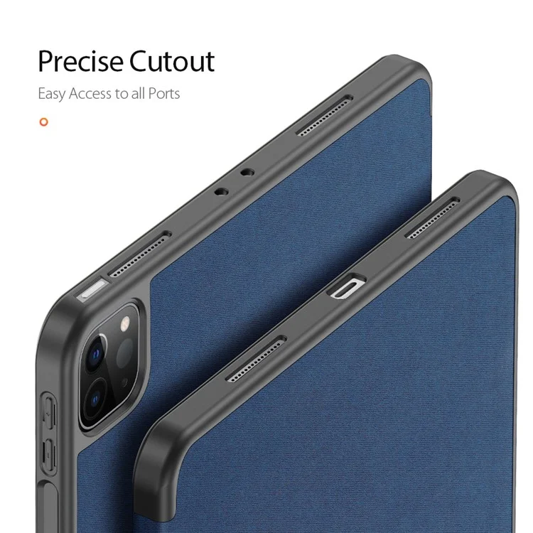 DUX DUCIS TRI-pli-pli Caisse De Protection De Style De Style De Style De Style De Style Avec Stand Stylo / Stand De Stylo Pour IPad Pro 12.9-pouce (2021) - Bleu