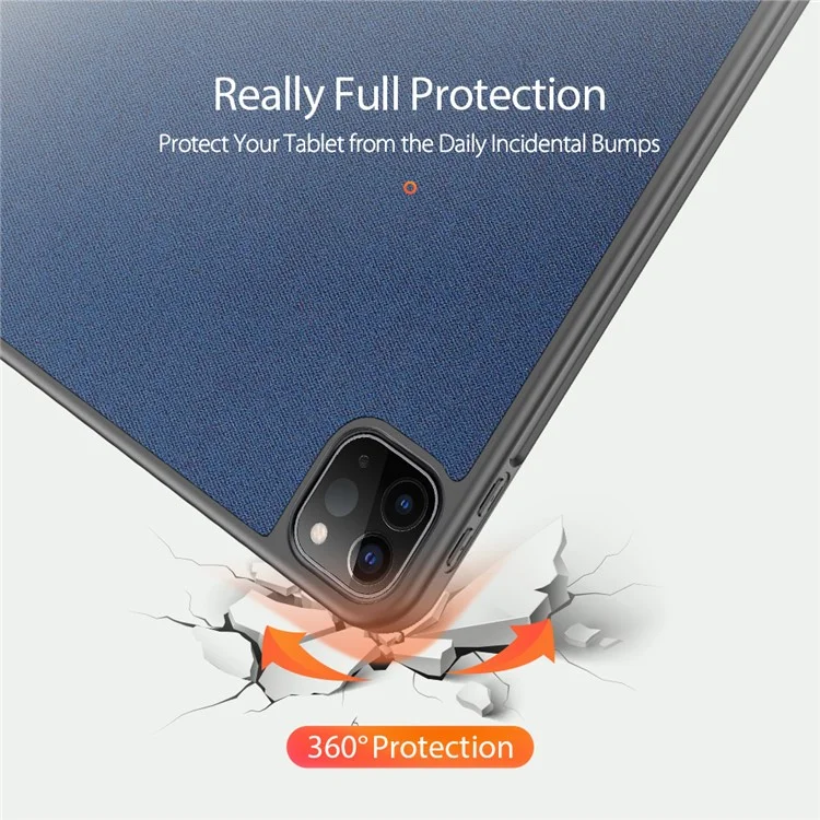 Étui DUX DUCIS Série Domo en Cuir pour iPad Pro 12,9 pouces (2022) / (2021) / (2020) Support Tri-Pliant - Bleu