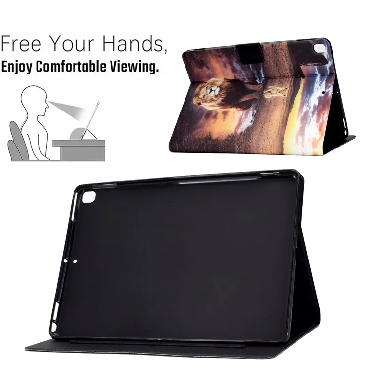 Case de Tableta de Cuero de Impresión de Patrones de Protección Completa Para Ipad Pro 10.5 Pulgadas (2017) /10.2 (2021)/(2020)/(2019)/Air 10.5 Pulgadas (2019) - León