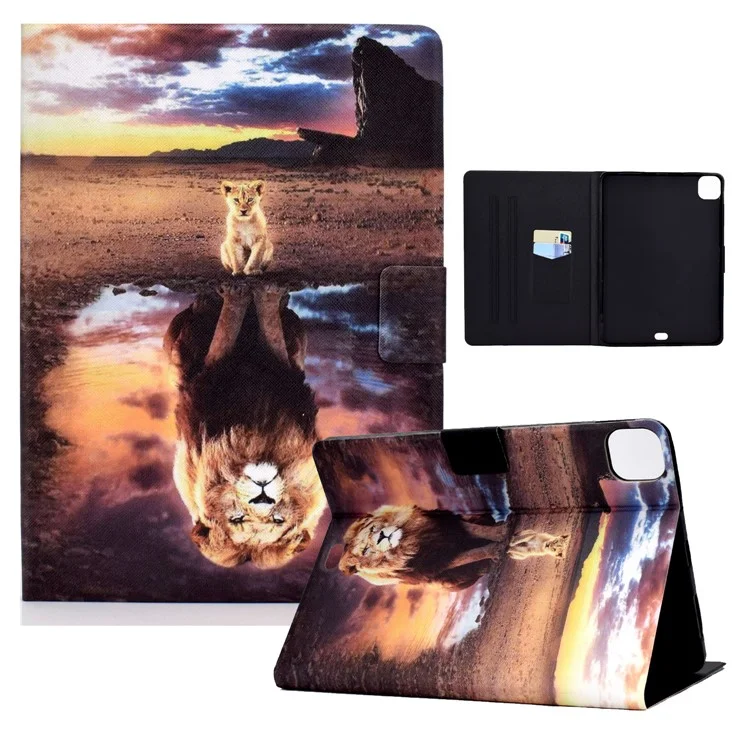 Pattern Printing Leather Tablet Case for iPad Pro 11 (2022) / (2020) / (2021) / Air 11 (2025) / (2024) / Air (2020) (2022) - Lion