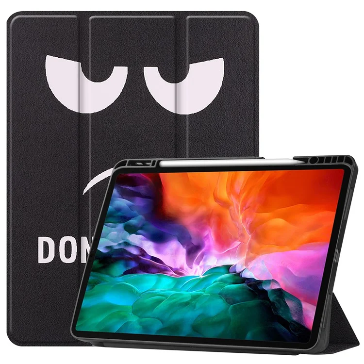 Impresión de Patrones Tri-fold PU Pule Cubierta de Cubierta Smart Con Slot Para Pen Para Ipad Pro 12.9 Pulgadas (2021) - Mueca