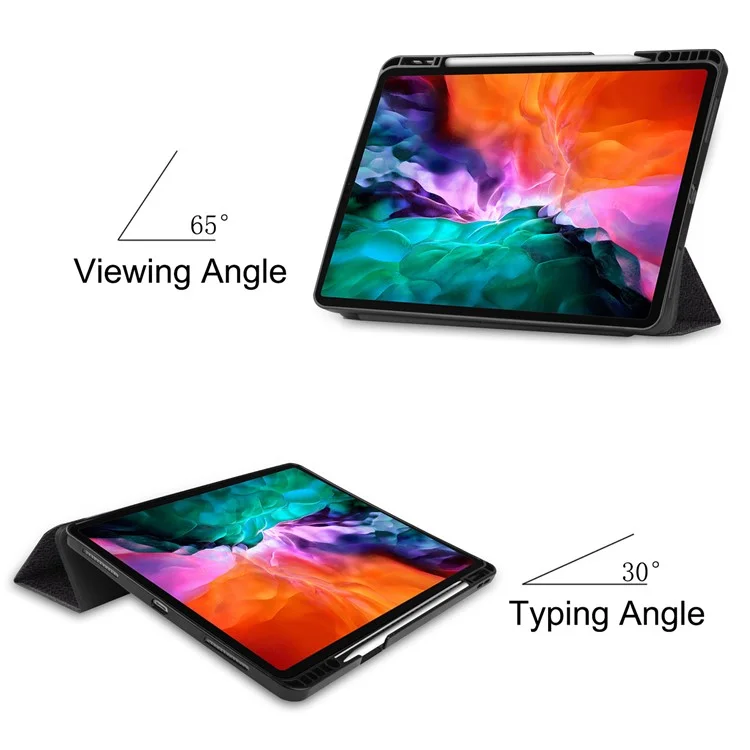 Pattern Printing Tri-Fold Stand PU Leather Tablet Cover Smart Case with Pen Slot for iPad Pro 12.9-inch (2021) - Grimace