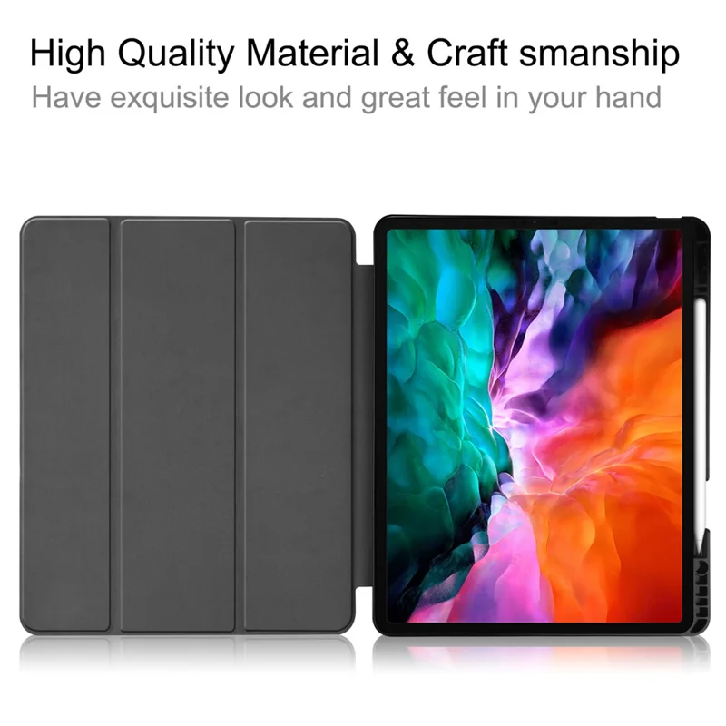 Pattern Printing Tri-Fold Stand PU Leather Tablet Cover Smart Case with Pen Slot for iPad Pro 12.9-inch (2021) - Starry Sky