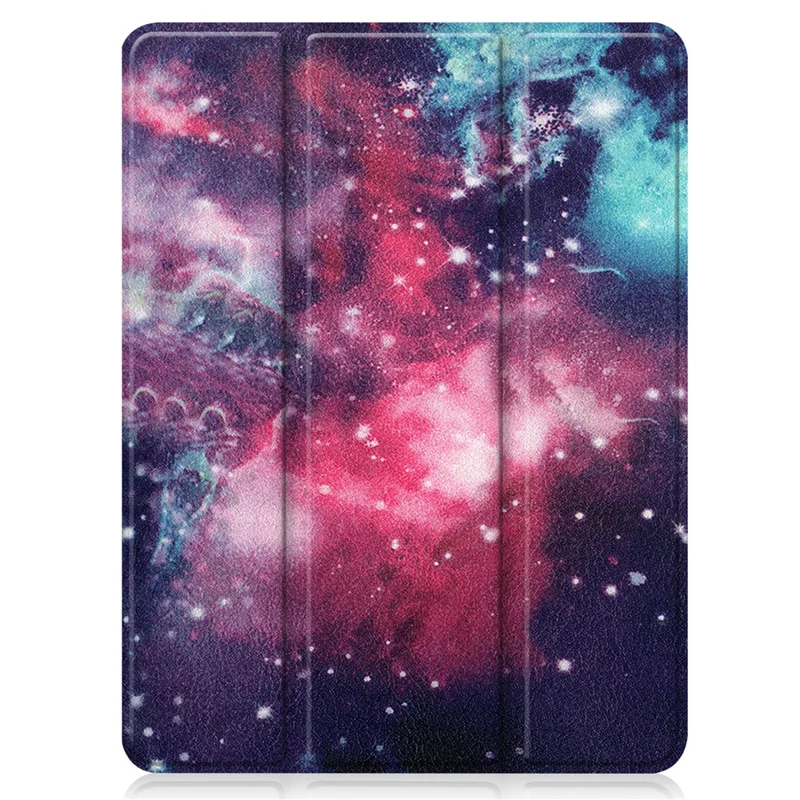 Pattern Printing Tri-Fold Stand PU Leather Tablet Cover Smart Case with Pen Slot for iPad Pro 12.9-inch (2021) - Starry Sky