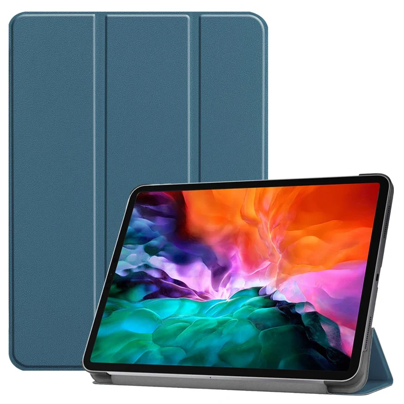 Stable Tri-fold Stand Design Leather Stand Case [Auto Sleep/Wake Function] for iPad Pro 12.9-inch (2021) - Blue