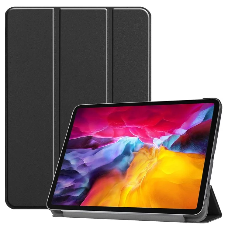 Suporte Tridobrável Estável e Automático de Despertar/Dormir Capa de Couro para iPad Pro 11 polegadas (2021) - Preto