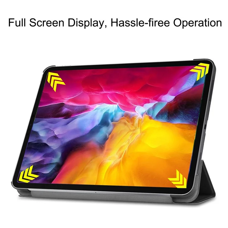 Suporte Tridobrável Estável e Automático de Despertar/Dormir Capa de Couro para iPad Pro 11 polegadas (2021) - Preto