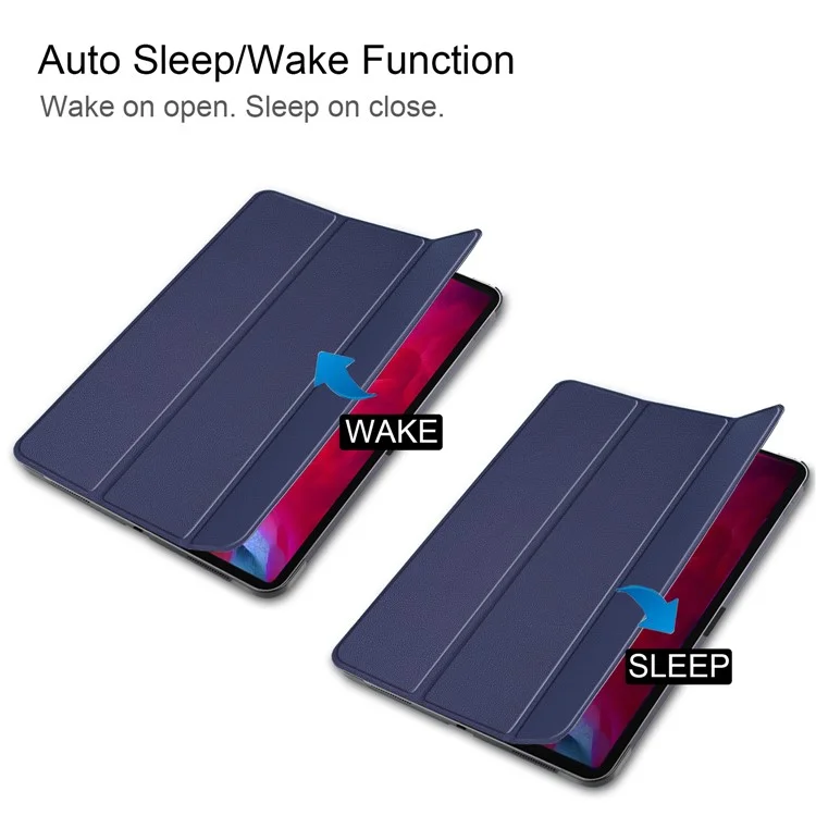 Stable Tri-fold Stand Auto Sleep/Wake Leder Stand Hülle Für Ipad Pro 11-zoll (2021) - Dunkelblau